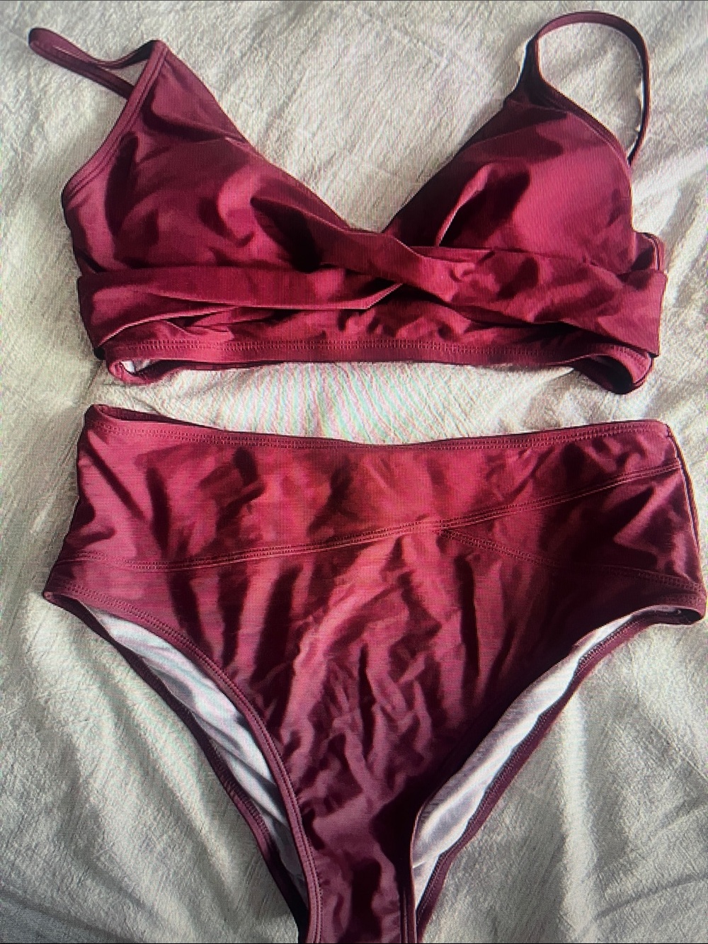 Women's High-Waist Bikini Set in Burgundy